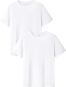 LAPASA Mens 2-Pack Micro Modal Tag-Free Short Sleeve T-Shirts Crew & V-Neck Solid Plain Regular-Fit Tee M07/M08 Lapasa