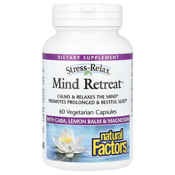Stress-Relax, Mind Retreat, 60 вегетарианских капсул Natural Factors