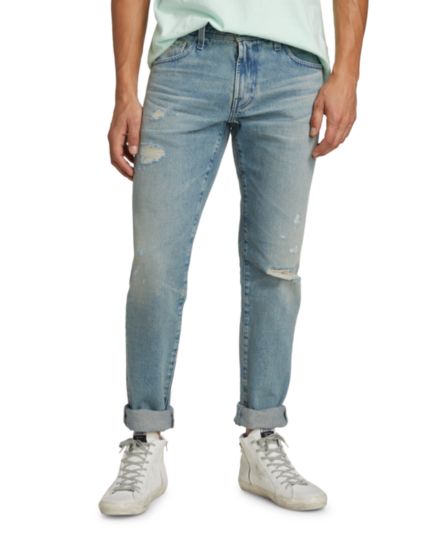 Джинсы прямого кроя Dylan с эффектом потертости AG Jeans