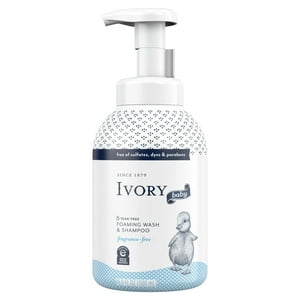 Ivory Baby Foam Unisex Baby Wash & Shampoo, Fragrance-Free, for Baby's Sensitive Skin, 16.9 oz Ivory