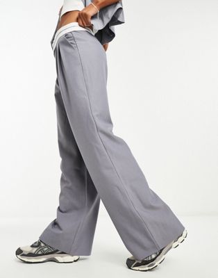 Широкие брюки стального серого цвета с поясом Emory Park EMORY PARK