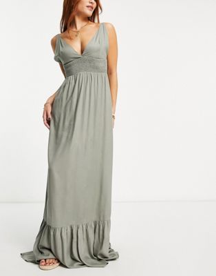 Женское летнее платье-макси Esmee с высокой защипной талией в цвете алое, пляжная мода Esmée
