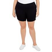 Hearts Of Palm Plus Size Essentials Solid Color Tech Stretch Short With All Around Elastic Waistband Hearts Of Palm