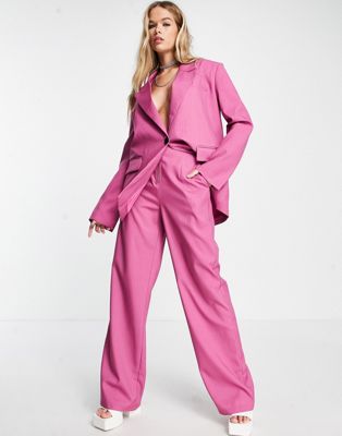 Kyo oversized wide leg tailored pants in pink pinstripe - part of a set KYO