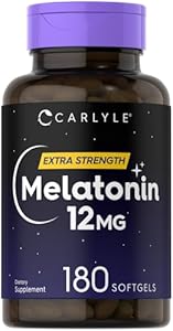 Carlyle Melatonin 12 mg | 180 Softgel Capsules | Adult Extra Strength Support Supplement | Non-GMO, Gluten Free Carlyle