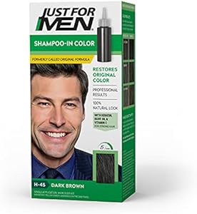 Just For Men Shampoo-In Color (Formerly Original Formula), Mens Hair Color with Keratin and Vitamin E for Stronger Hair - Dark Brown, H-45, Pack of 3 Just for Men