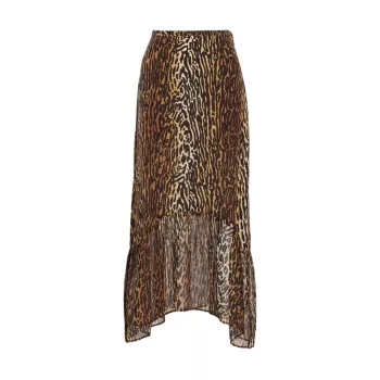 Шелковая юбка миди с леопардовым принтом Leandra RIXO