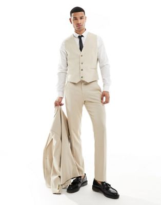 ASOS DESIGN Wedding slim suit waistcoat in stone ASOS DESIGN