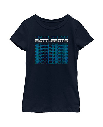 Girl's Silver and Blue Logo Stack  Child T-Shirt Battlebots