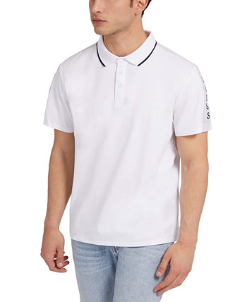 Мужская рубашка поло с ленточным воротником и логотипом GUESS