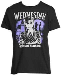 Wednesday Addams Series Women's Solitude Suits Me Graphic Print T-Shirt (X-Large) Mad Engine