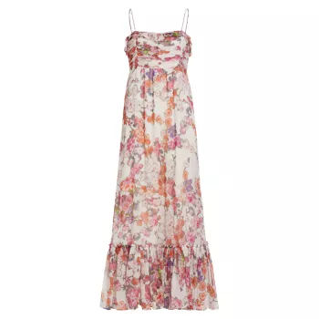 Одноярусное макси-платье с цветочным принтом BYTIMO
