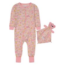 Пижамный комбинезон Sleep On It для девочек с цветочным принтом и застежкой-молнией спереди с приятелем Blankey Sleep On It