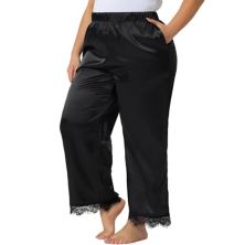 Женские брюки для отдыха больших размеров, атласная кружевная отделка, эластичная мягкая широкая одежда для сна, пижамные брюки Agnes Orinda