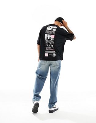 Черная оверсайз-футболка с принтом в стиле аниме на спине ASOS DESIGN ASOS DESIGN