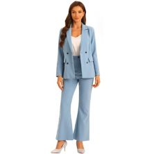 Комплект делового рабочего костюма для женского пиджака с лацканами с надрезами и длинных брюк из 2 предметов ALLEGRA K