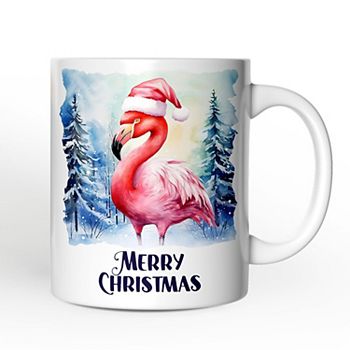 Flamingo with Santa Hat Mug, Winter Forest Christmas Gift OrnamentallyYou