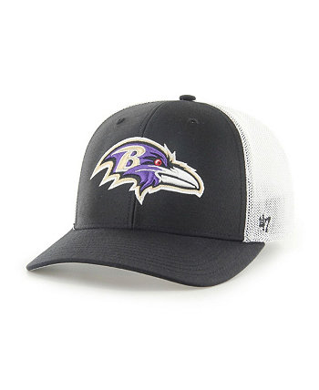 Мужская черно-белая бейсболка Baltimore Ravens Trophy Trucker Flex Hat '47 Brand
