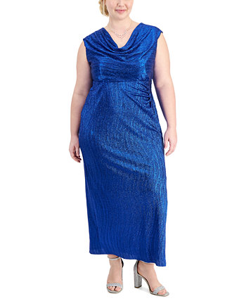Plus Size Cowlneck Sleeveless Long Dress Connected