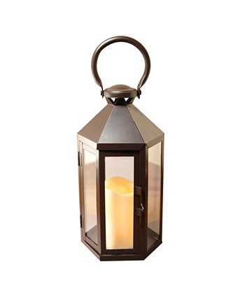 Теплый черный шестигранный металлический фонарь Lumabase со светодиодной свечой JH Specialties Inc / Lumabase