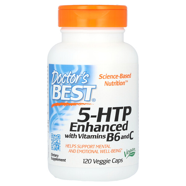 5-HTP, обогащенный витаминами B6 и C, 120 растительных капсул Doctor's Best