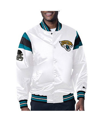 Мужская белая атласная университетская куртка на пуговицах Jacksonville Jaguars белого цвета Starter
