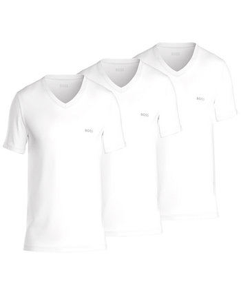 Мужчины 3-Pk. Классические однотонные футболки с v-образным вырезом BOSS