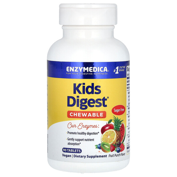 Kids Digest, Фруктовый пунш, 90 таблеток Enzymedica