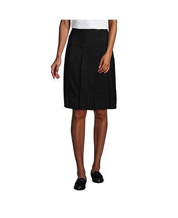 School Uniform Women's Tall Solid Box Pleat Skirt Top of Knee Lands' End