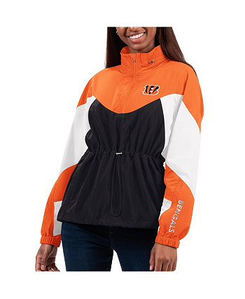 Женская легкая куртка с молнией на четверть, черно-оранжевая Cincinnati Bengals Tie Breaker G-III
