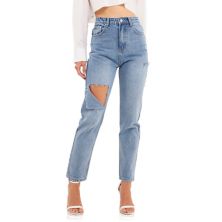High Waist Ripped Jeans Grey Lab