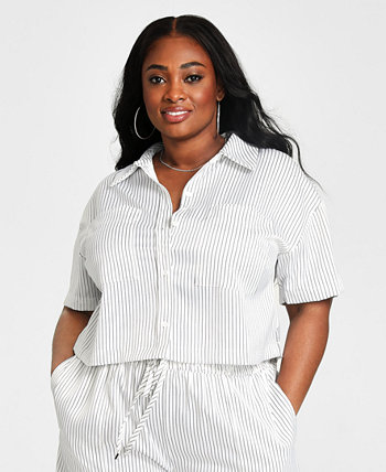 Модная укороченная атласная рубашка больших размеров с принтом Nina Parker