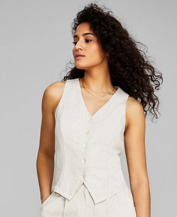 Women's Linen-Blend Vest, Created for Macy's And Now This