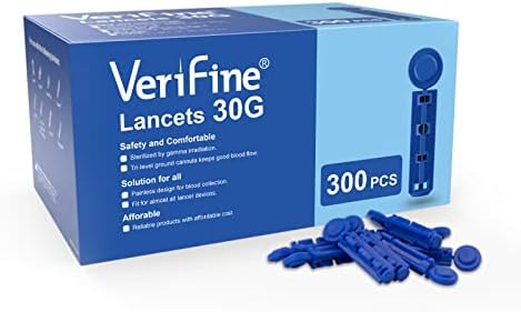 Lancets for Diabetes Blood Glucose Testing, 30G 200 Count Diabetic Lancets for Less Pain, Universal Sterile Needles Fit for Almost All Lancing Devices, Disposable Blood Sugar Lancets Verifine