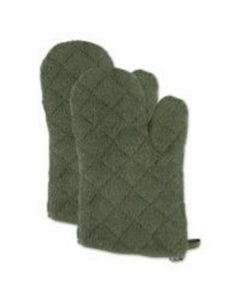 Basic Terry Collection 100% Cotton Quilted, Oven Mitt, Artichoke, 2 Piece Design Imports