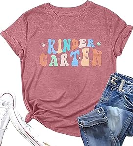 Kindergarten Shirt Women Teacher Graphic T-Shirt Teaching Tees Teachers Gift Short Sleeve Tee Tops FRYAID