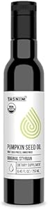 Tasnim Styrian Pumpkin Seed Oil – Organic Cold Pressed, 8.4 Oz - Pure Pumpkin Oil from Premium Seeds - 100% Natural, Vegetarian, Non-GMO, Gluten-Free - Perfect for Cooking and Ideal for Hair & Skin Tasnim