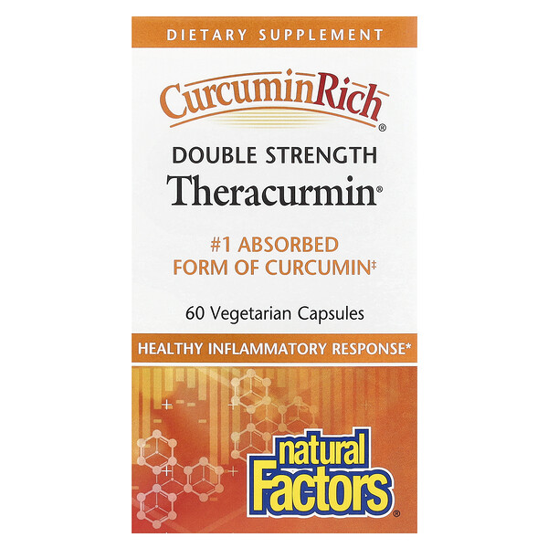 CurcuminRich, Удвоенная сила, Theracurmin, 60 вегетарианских капсул - Natural Factors Natural Factors