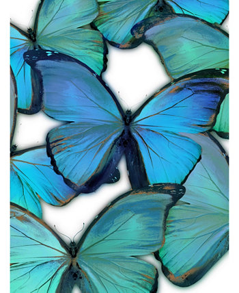 Картины из смешанной техники с синими и зелеными бабочками, 24 "x 16" Classy Art