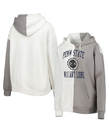 Женский серо-белый пуловер с капюшоном Penn State Nittany Lions с разрезом Gameday Couture
