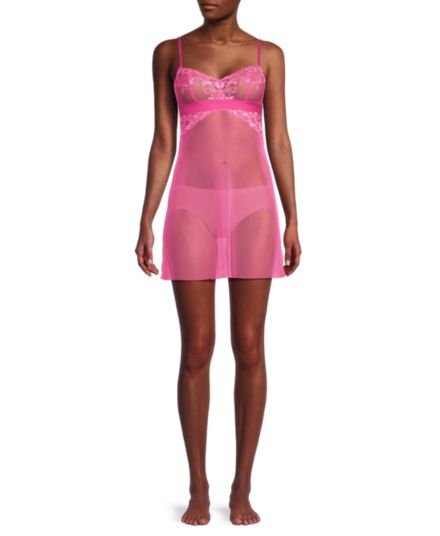 ​Opening Act Floral Embroidered Mesh Chemise Wacoal