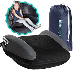 hiccapop UberBoost Inflatable Booster Car Seat | Blow up Narrow Backless Booster Car Seat for Travel | Portable Booster Seat for Toddlers, Kids, Child | Black/Gray Hiccapop