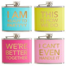 4-pack 5 Oz Flask For Women In 4 Designs, Liquor Canteen For Girls Trip Gifts Juvale