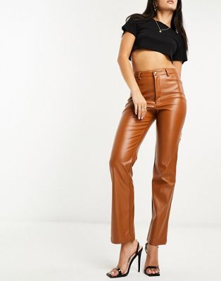 Светло-коричневые брюки из искусственной кожи Bardot Bardot