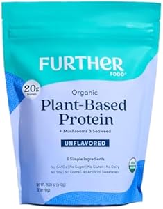 Further Food Organic Vegan Protein Powder (Порошок) Unflavored (Без вкуса) - 20g of Plant Based Protein, Organic Protein Powder with Mushrooms & Seaweed, Vegan, Non GMO, Gluten Free, Dairy Free 19.05 Oz Further Food