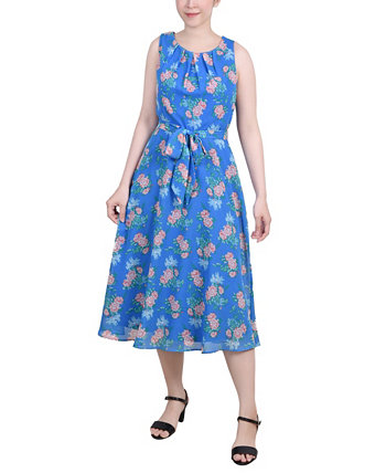 Шифоновое платье без рукавов с поясом Petite NY Collection