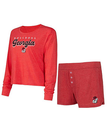 Женский комплект из футболки и шорт с длинными рукавами Red Georgia Bulldogs Team Color Concepts Sport