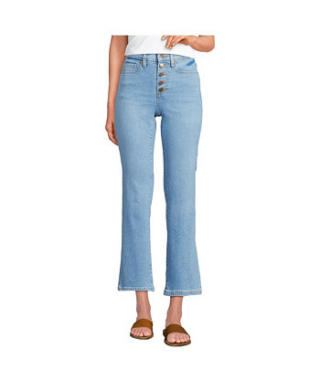 Women's Recover High Rise Button Front Kick Flare Crop Jeans Lands' End