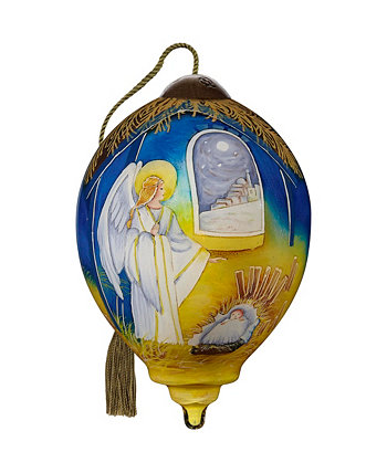 Ne'Qwa Art 7221108 Away in a Manger Hand-Painted Blown Glass Ornament Precious Moments