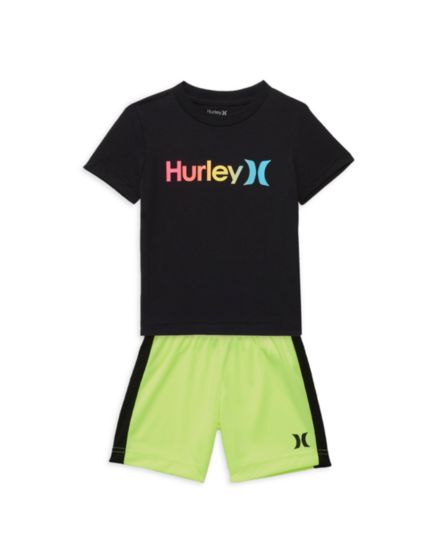 Футболка с логотипом для маленьких мальчиков из двух частей и amp; Комплект шорт Hurley